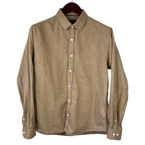 Stitch Note Button Up Shirt Mens M Brown 100% Egyptian Cotton Sustainable Luxury